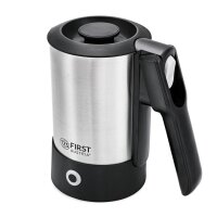 TZS First Austria - 0,6L Edelstahl Reisewasserkocher mit 2 Becher 1000 Watt Mini-Wasserkocher Camping-Wasserkocher Reise-Wasserkocher Wasserkocher automatische Abschaltung &Uuml;berhitzungsschutz schwarz