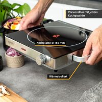 TZS First Austria Kochplatte Doppel elektrisch mit 20cm und 16,5cm Kochfeld, jedes Kochgeschirr geeignet, 300 &deg;C in 30 Sek. | mit Tragegriffe, infrarot Doppelkochplatte | Metallgeh&auml;use, 2800W