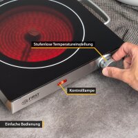 TZS First Austria Kochplatte Doppel elektrisch mit 20cm und 16,5cm Kochfeld, jedes Kochgeschirr geeignet, 300 &deg;C in 30 Sek. | mit Tragegriffe, infrarot Doppelkochplatte | Metallgeh&auml;use, 2800W