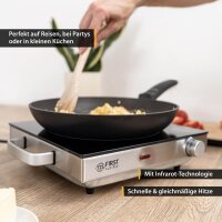 TZS First Austria Kochplatte Doppel elektrisch mit 20cm und 16,5cm Kochfeld, jedes Kochgeschirr geeignet, 300 &deg;C in 30 Sek. | mit Tragegriffe, infrarot Doppelkochplatte | Metallgeh&auml;use, 2800W
