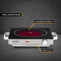 TZS First Austria Kochplatte Doppel elektrisch mit 20cm und 16,5cm Kochfeld, jedes Kochgeschirr geeignet, 300 &deg;C in 30 Sek. | mit Tragegriffe, infrarot Doppelkochplatte | Metallgeh&auml;use, 2800W