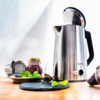 TZS First Austria Edelstahl Wasserkocher 2200W, 1,7 L, Temperatureinstellung 60-100 Grad, Kalkfilter, Doppelwand, Cool-Touch, LED-Display