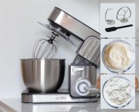 TZS First Austria Profi K&uuml;chenmaschine 1300 W, 5 L Beh&auml;lter, 6 Geschwindigkeiten, Knetmaschine, K&uuml;chenmaschine mit Knetfunktion, Standmixer, Edelstahl