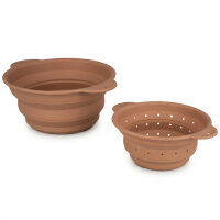 CUCINELLA Silikon-Sieb | 2er-Set | Zusammenklappbar | Taupe