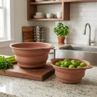 CUCINELLA Silikon-Sieb | 2er-Set | Zusammenklappbar | Taupe