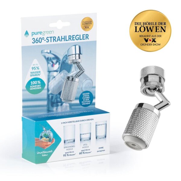 puregreen Strahlregler f&uuml;r Wasserarmaturen 2,4cm Edelstahl mit Gelenk