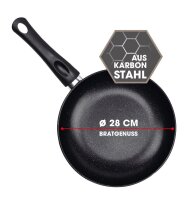 BRATmaxx Karbonstahl-Pfanne 28cm schwarz A-Ware