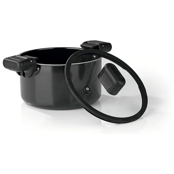 N8WERK Aluguss-Energiespartopf 5,8 L | W&auml;rmeabweisende Griffe, Glasdeckel mit Silikonumrandung | F&uuml;r alle Herdarten geeignet