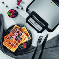CUISINE EDITION Belgisches Waffeleisen | 1200 Watt | Doppelwaffeleisen mit Antihaftbeschichtung aus Keramik