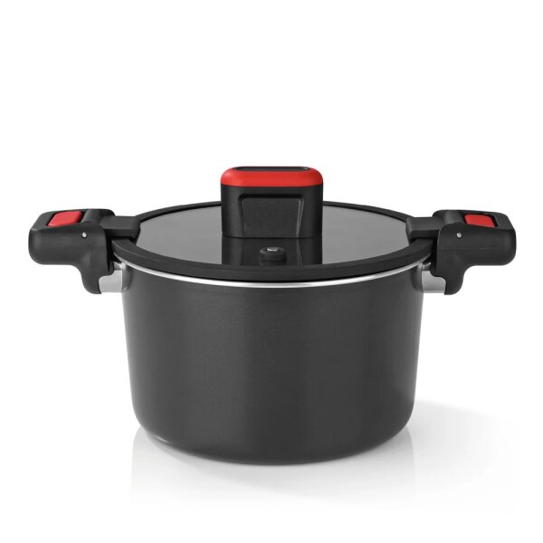 GOURMETmaxx Energiespartopf Aluminium 5,8l schwarz/rot