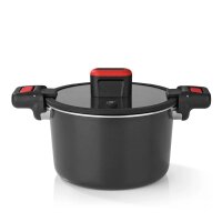 GOURMETmaxx Energiespartopf Aluminium 5,8l schwarz/rot
