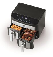 Cuisine Edition Hei&szlig;luft-Fritteuse Zweikammer 7l 2400W Edelstahl/schwarz