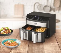 Cuisine Edition Hei&szlig;luft-Fritteuse Zweikammer 7l 2400W Edelstahl/schwarz