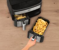 Cuisine Edition Hei&szlig;luft-Fritteuse Zweikammer 7l 2400W Edelstahl/schwarz