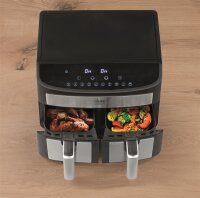 Cuisine Edition Hei&szlig;luft-Fritteuse Zweikammer 7l 2400W Edelstahl/schwarz