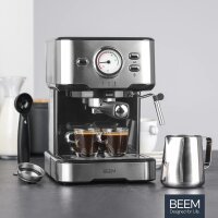 BEEM Espresso Select | Espressomaschine im klassischen Design | Siebtr&auml;germaschine mit 15 bar und professioneller Milchschaumd&uuml;se