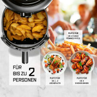GOURMETmaxx Heißluft-Fritteuse | 2,3 l Fassungsvermögen | 1000 W | Schwarz