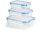 GOURMETmaxx Glas-Frischhaltedosen transparent/blau Klick-it 6-tlg. mit Mikrowellenventil A-Ware